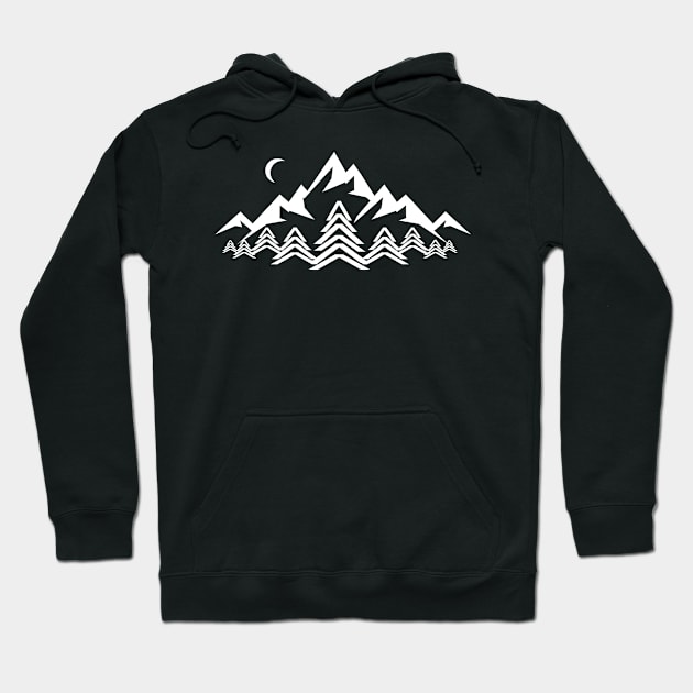 abstract mountain forest crescent moon Hoodie by pholange